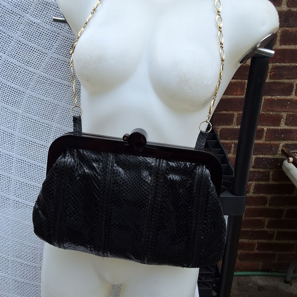 Vintage‎ Lucite closure snakeskin bag - Picture 10 of 16